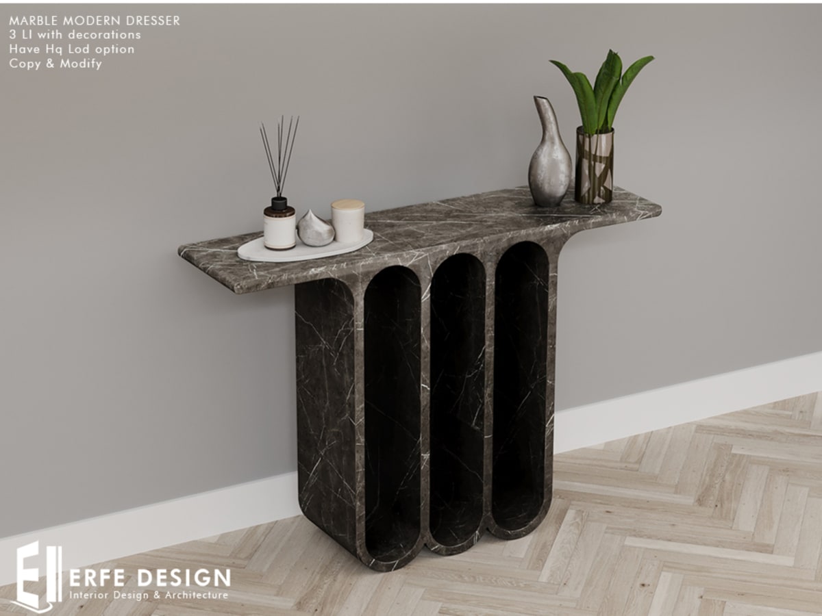 Marble Modern Dresser 3 LI with decors PACK