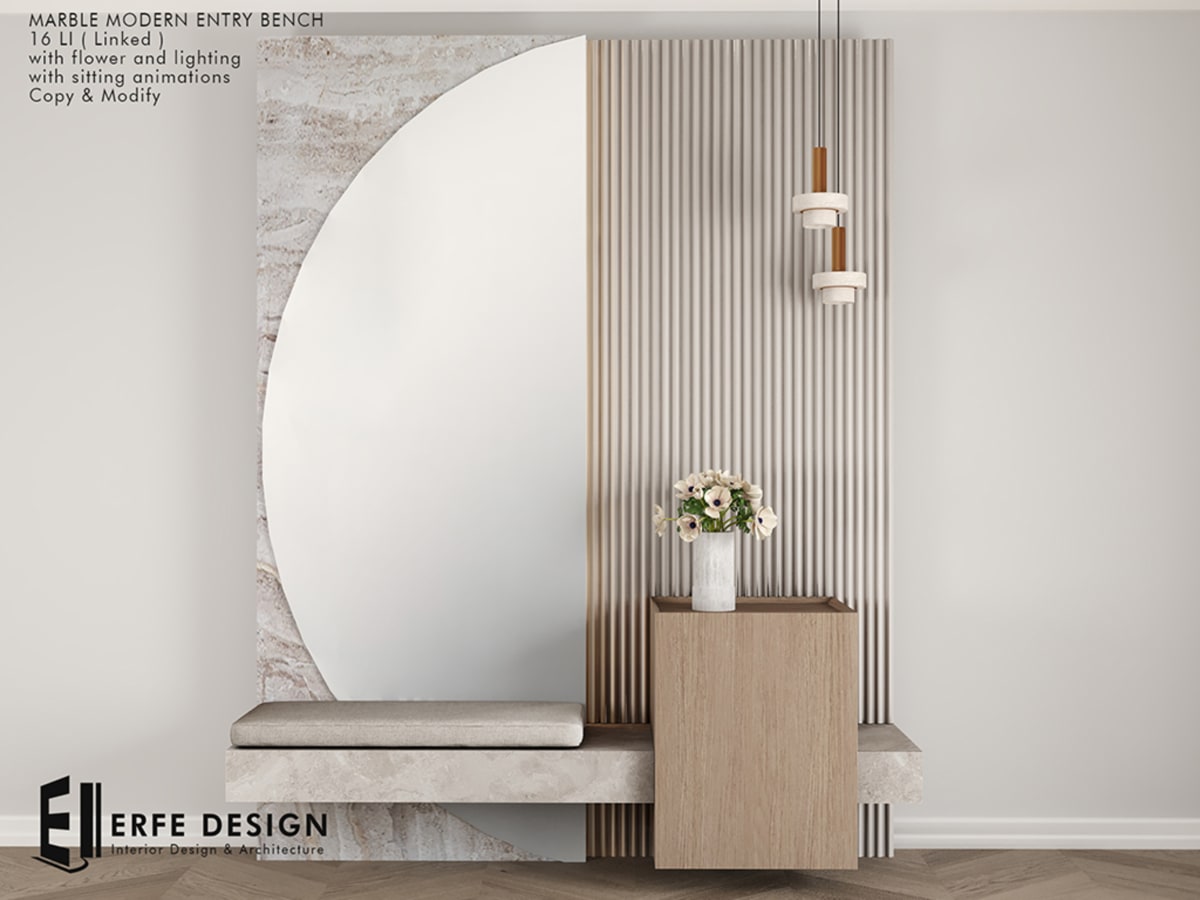 Marble Modern Entry Bench 16 LI