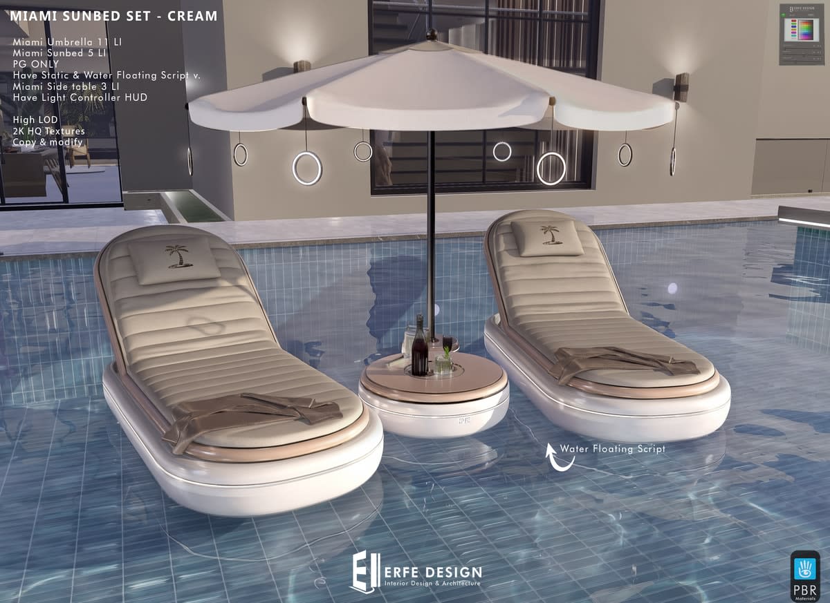 Miami Floating Sunbed SET CREAM 19LI PBR