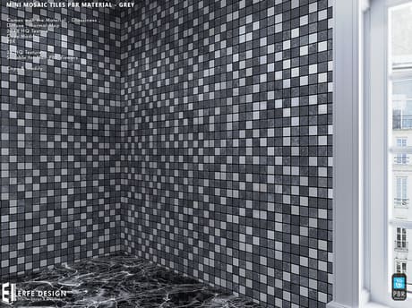 Mini Mosaic Tiles Grey PBR Material