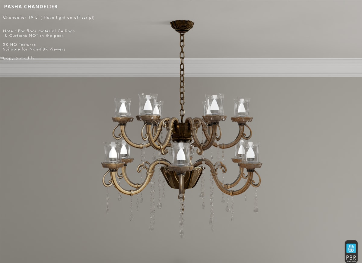 Pasha Luxurious Golden Chandelier PBR