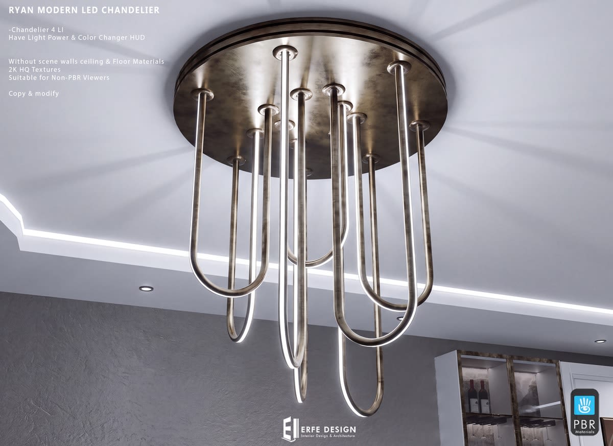Ryan Chandelier Modern 4 LI PBR