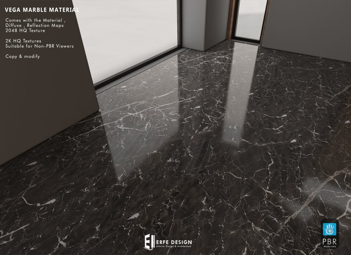 Vega Marble Black PBR Material - Erfe Design