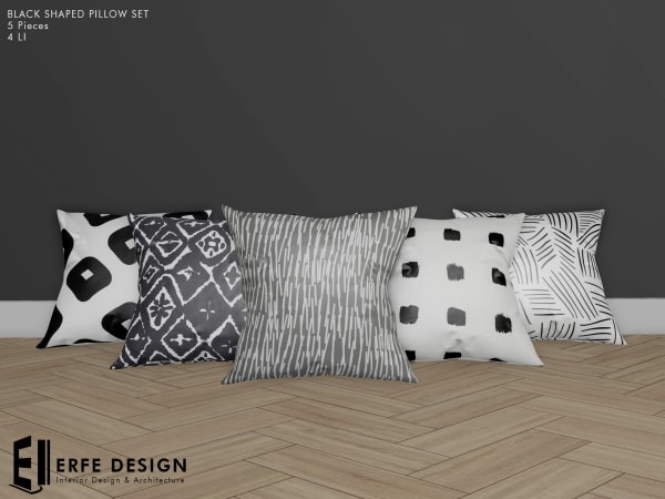 Black Shaped Pillows 5 Pieces 4 LI [Erfe Design] *