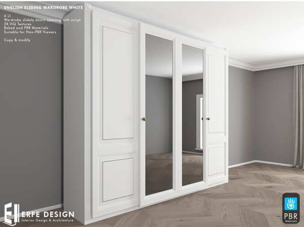English Wardrobe PBR White 6 LI [Erfe Design] *