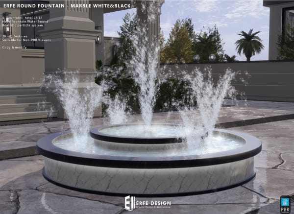 Erfe Round Fountain Black & White 25 LI