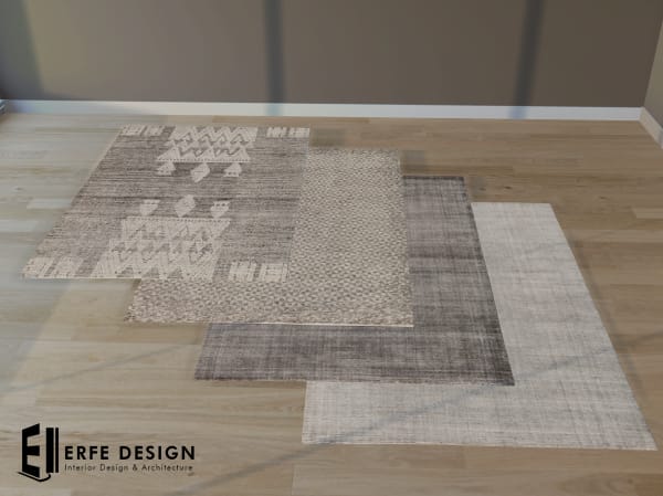 -Ethnic Gray Carpets 4 PCs [Erfe Design] *