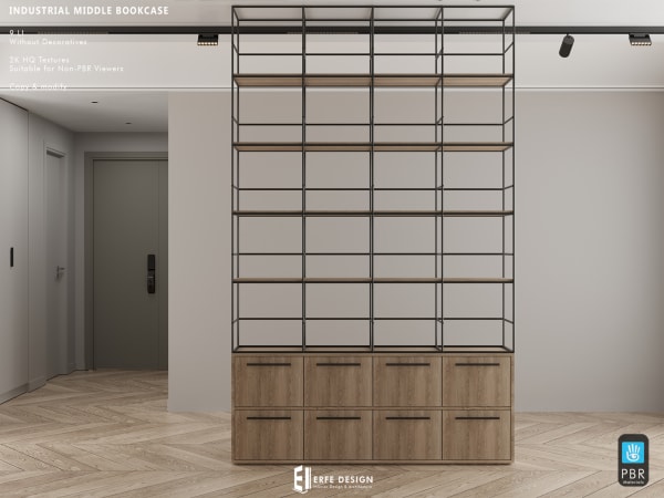 Industrial Middle Bookcase no decor  9 Li [Erfe Design]*
