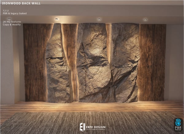 Ironwood Back wall 15 LI Erfe Design PACK