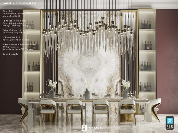 Isabel Diningroom Set 85 LI PBR  [Erfe Design]*
