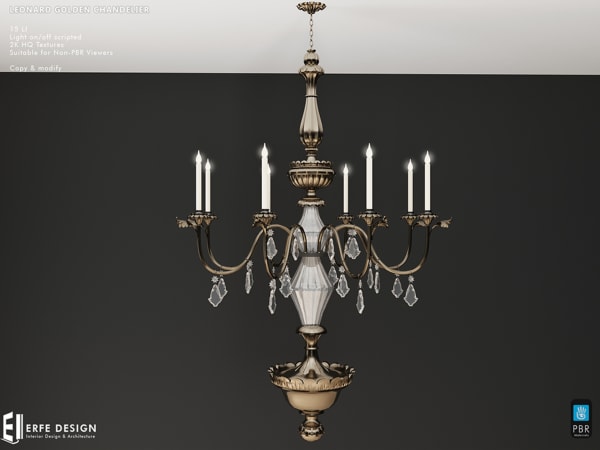 Leonard Chandelier Light on/off PBR 15LI [Erfe Design]*