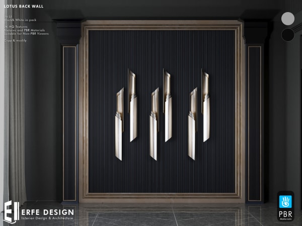 Lotus Back Decor  Black & White 26 LI  [Erfe Design] *