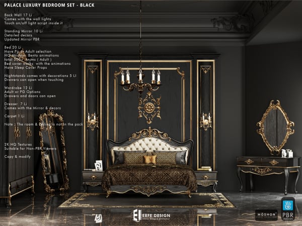 Palace Bedroom Set PG  BLACK [Erfe Design]*
