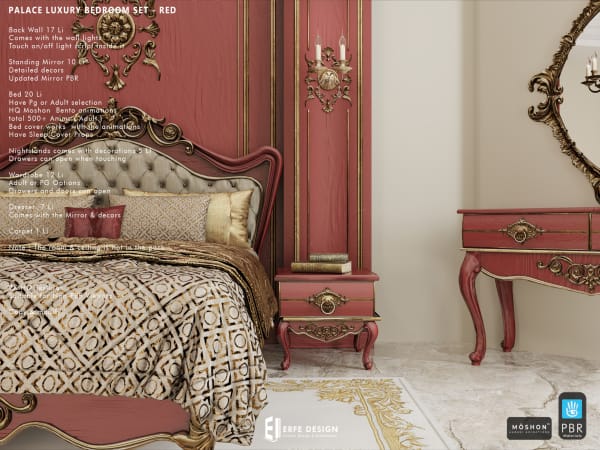 Palace Bedroom Set Adult RED  [Erfe Design]