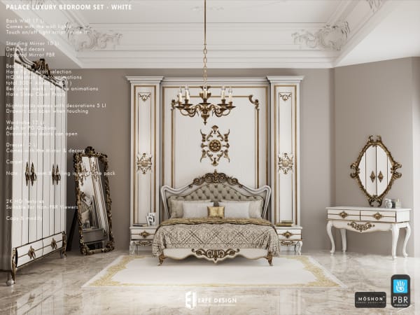 Palace Bedroom Set PG WHITE  [Erfe Design]*
