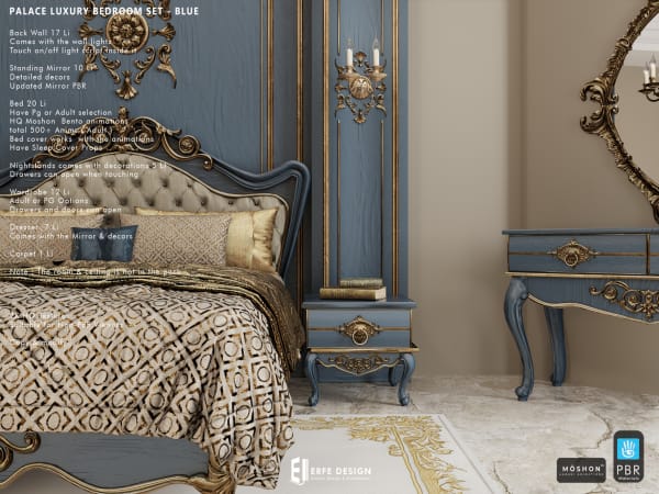 Palace Bedroom Set Adult BLUE [Erfe Design]