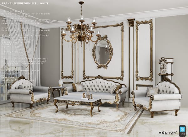 Pasha Livingroom Set WHITE - ADULT [Erfe Design] *