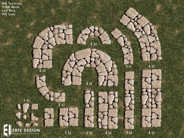Stone Pathway Set 21Pcs HQ [Erfe Design] *