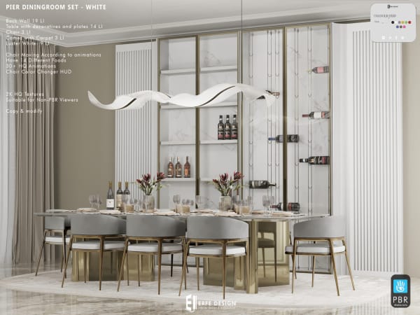 Pier Diningroom Set White 95 LI PBR  [Erfe Design] *