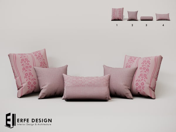 Pinky Cushion Pillow Set 4 Pcs 4 LI  [Erfe Design] *