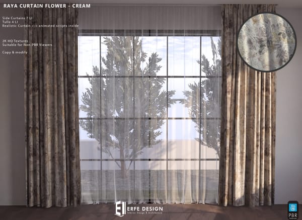 Raya side curtain 6 LI Cream Flower