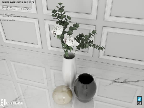 White Roses with the Pots 2 LI Mirror [Erfe Design] *