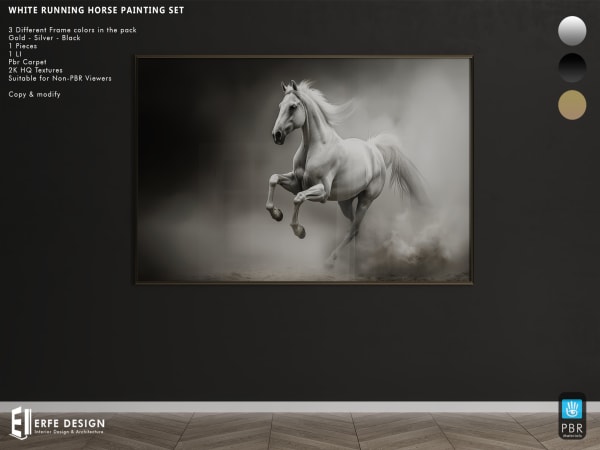 White Running Horse Frame PBR 3Colors [Erfe Design]*
