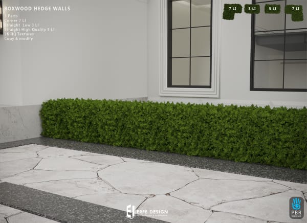 Boxwood Hedge Walls Modular Straight Parts [Erfe Design] PACK
