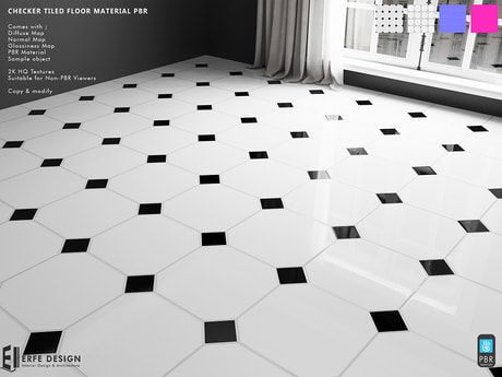 Checker Tiled Floor Material PBR - Erfe Design*