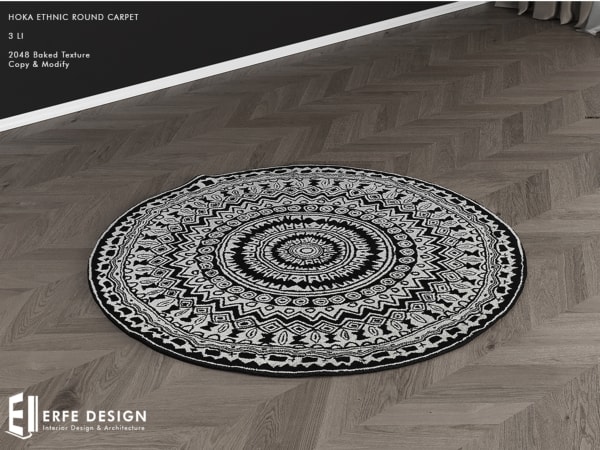 Hoka Ethnic Round  Carpet  [Erfe Design]  *