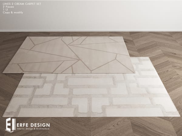 Straight lines cream carpet set  [Erfe Design] *