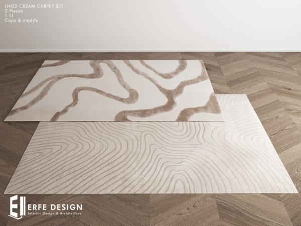 Lines Cream Curved Carpet Set [Erfe Design] *