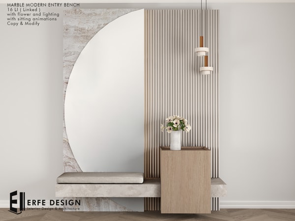 Marble Modern Entry Bench 16 LI [Erfe Design] *