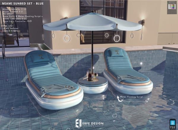 Miami Floating Sunbed SET BLUE 19LI PBR