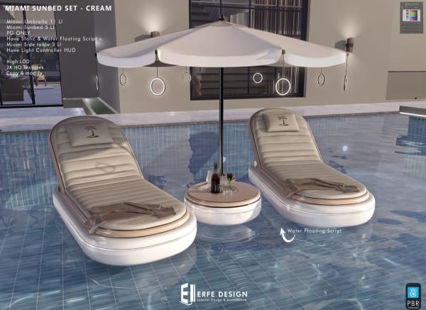 Miami Floating Sunbed SET CREAM 19LI PBR