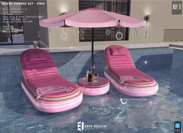 Miami Floating Sunbed SET PINK 19LI PBR