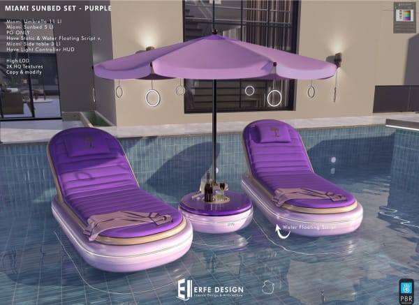 Miami Floating Sunbed SET PURPLE 19LI PBR