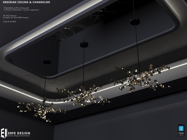 Obsidian Chandelier with Ceiling part 7 LI [Erfe Design]*