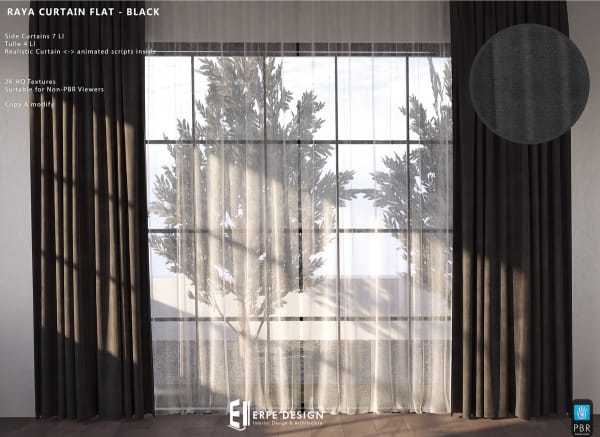Raya side curtain 6 LI Flat Black Fabric