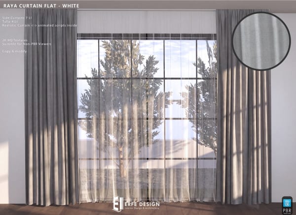 Raya side curtain 6 LI Flat White Fabric