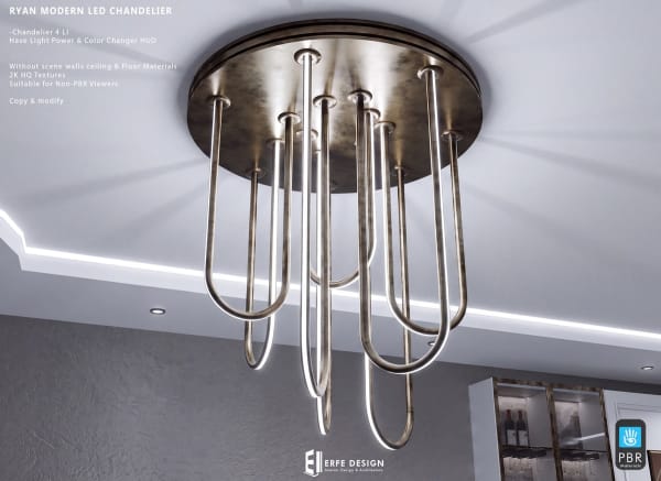 Ryan Chandelier Modern 4 LI PBR