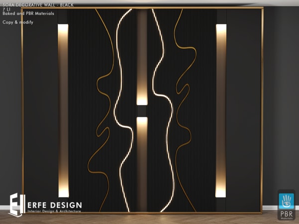 Sora Decorative wall Black 7 LI [Erfe Design] *