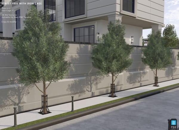 Street Tree With Metal Cage 7 LI
