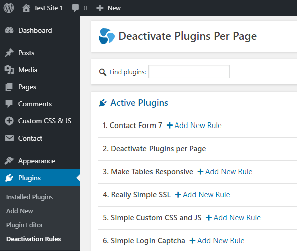 deactivate plugins per page