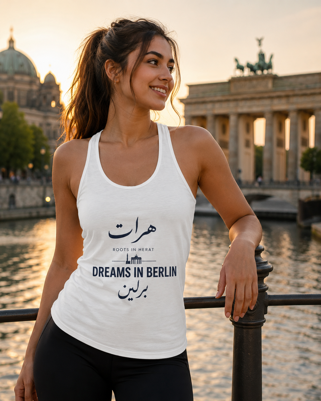 Women's Racerback Tank | تاپ زنانه «ریشه در هرات، رویاها در برلین» – 1