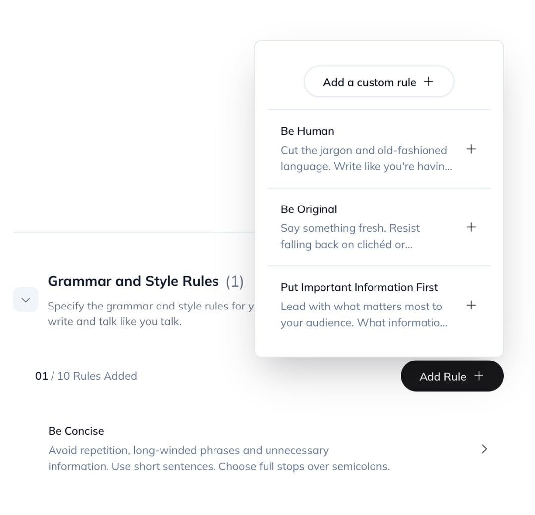 Specify grammar and style rules