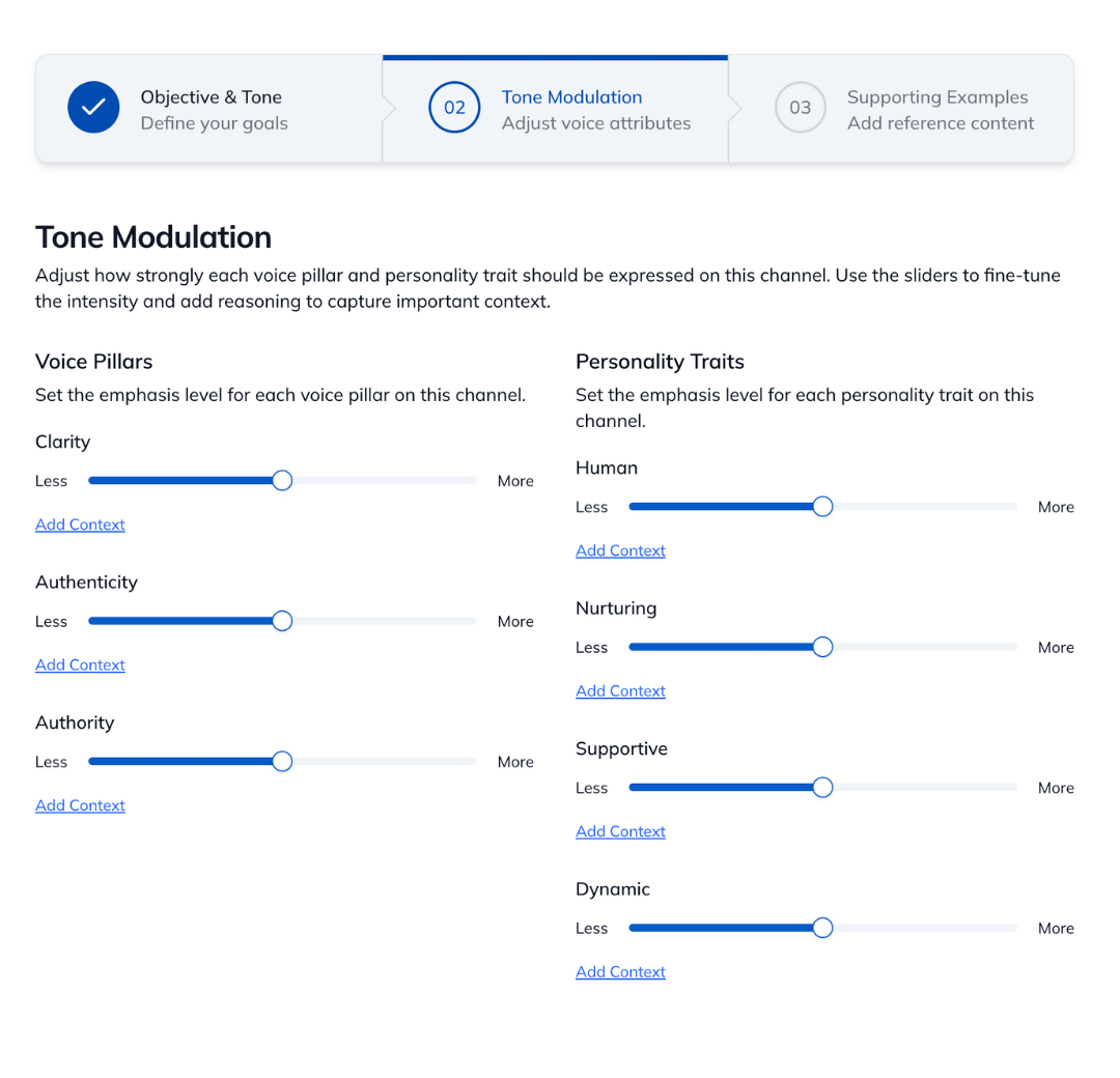 Set channel specific tone modulations