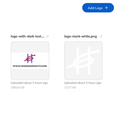 Upload your logos, brand mark, and other visual assets to your brand's library. Easily add new versions or replace existing ones.