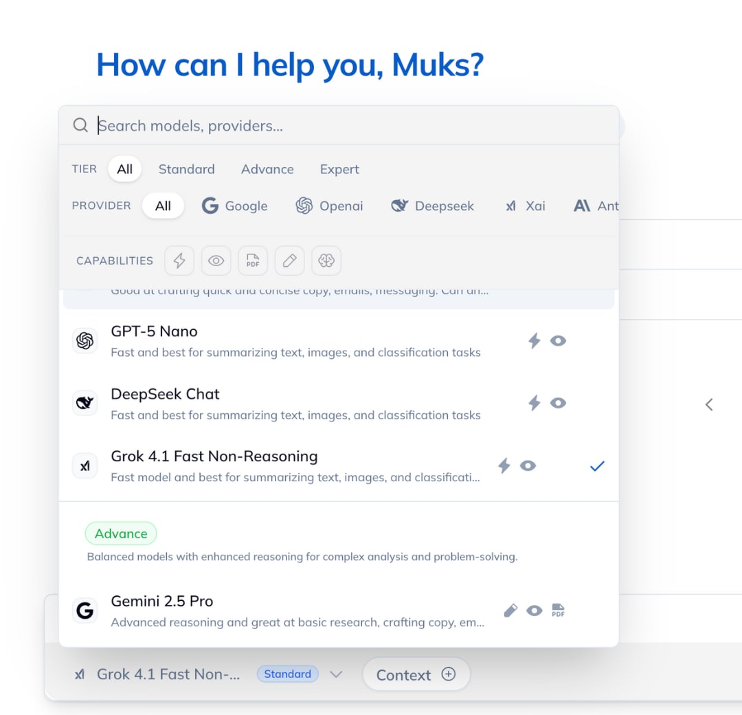 Multiple models and providers