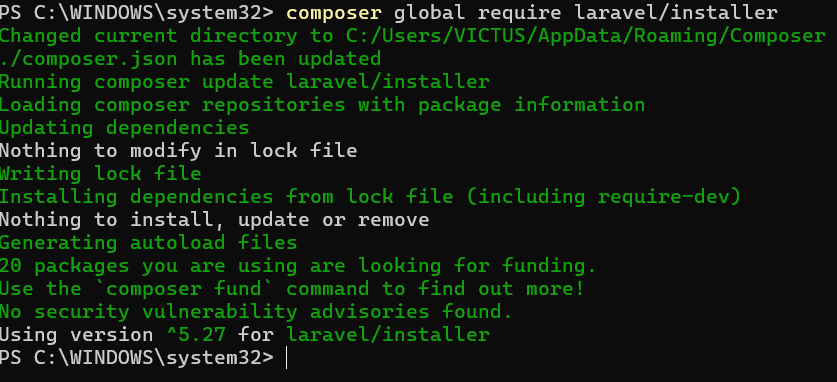 Instalasi Laravel Installer Secara Global